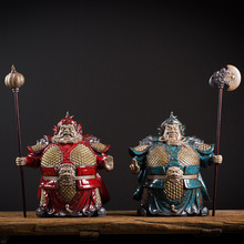 王顺陶瓷摆件哼哈二将复古门神人物家居办公客厅装饰陶瓷工艺品