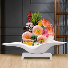 网红密胺海螺盘港式打边炉干冰盘酒店海鲜姿造三文鱼刺身拼盘摆盘