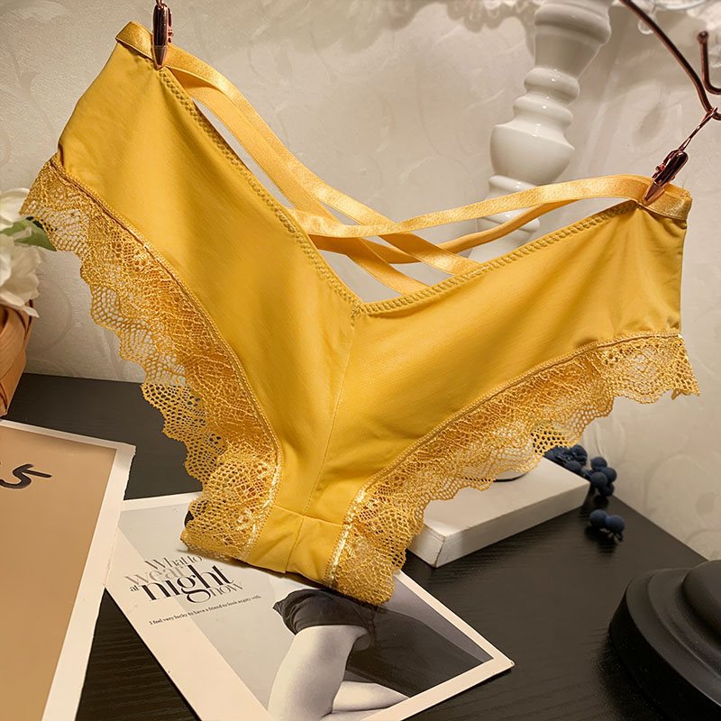 无痕时尚绑带冰丝内裤女士低腰性感蕾丝边少女学生底裤裆新品