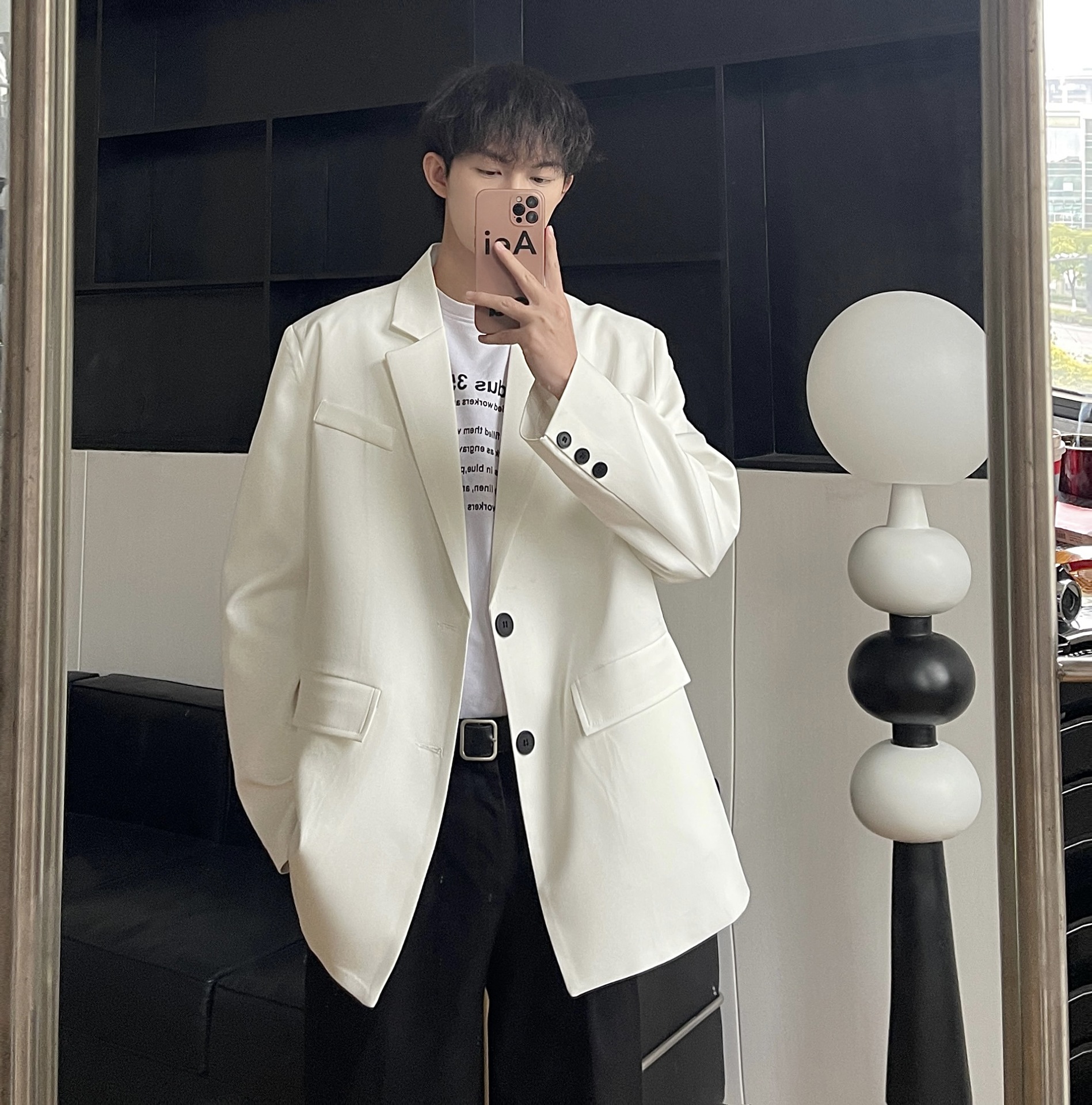 白色外套高级感炸街西装男oversize港风休闲小西服大码xf130-阿里巴巴