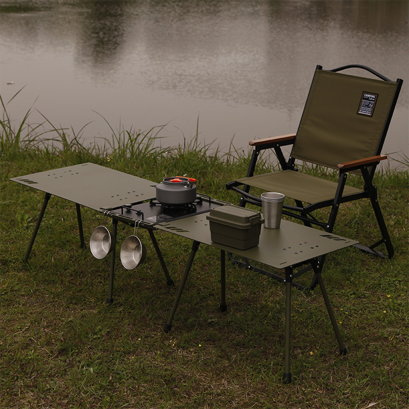 Outdoor Folding Table Aluminum Alloy Lightweight Bc Camping Equipment Multi-Functional Lightweight Military Wind Tactical Table with Light Frame