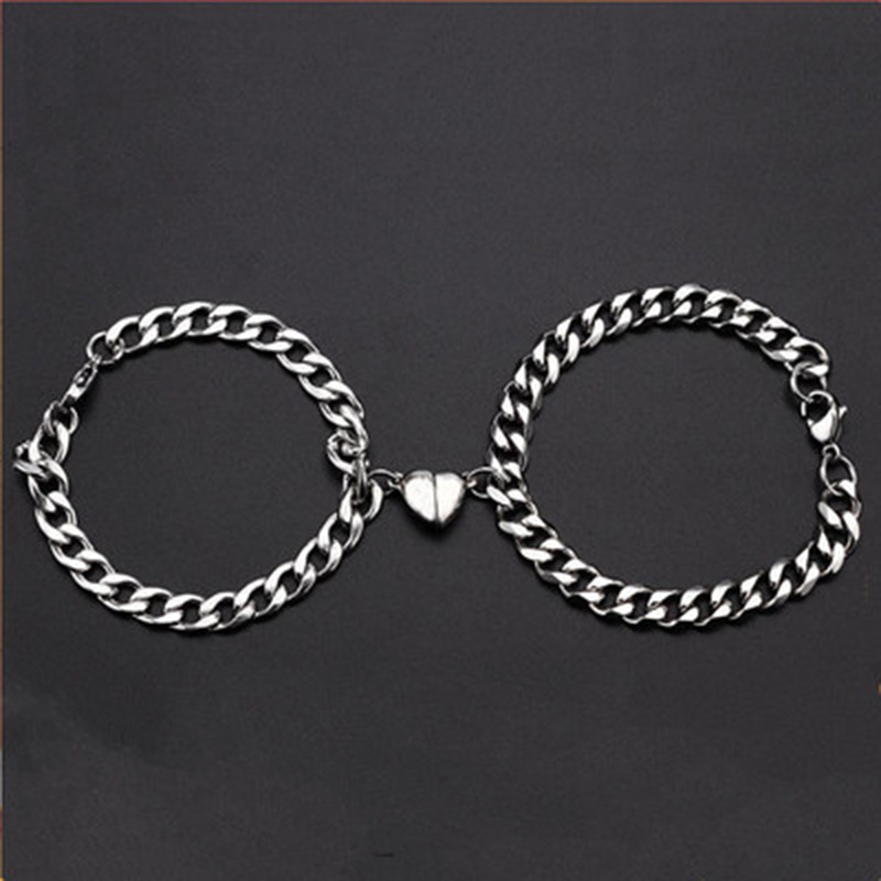 Foreign Trade New Couple Bracelet Europe and America Creative Heart-to-Heart Magnet Couples Bracelet in Stock Wholesale