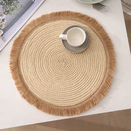 纸质餐垫来图定制 纸绳防滑隔热垫现代婚礼装饰餐桌垫加厚纸杯垫