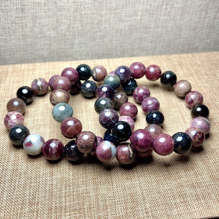 批发天然碧玺手链 女款彩碧玺水晶手串女生礼物 老矿料碧玺电气石