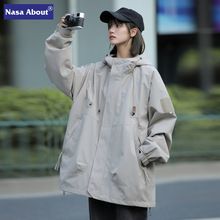 NASA外套春季2024新款防水加棉连帽高级感美式宽松爬山上衣冲锋衣