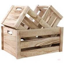 1 实木木框箱收纳木条箱子超市陈列展示长方形木箱装饰道具木
