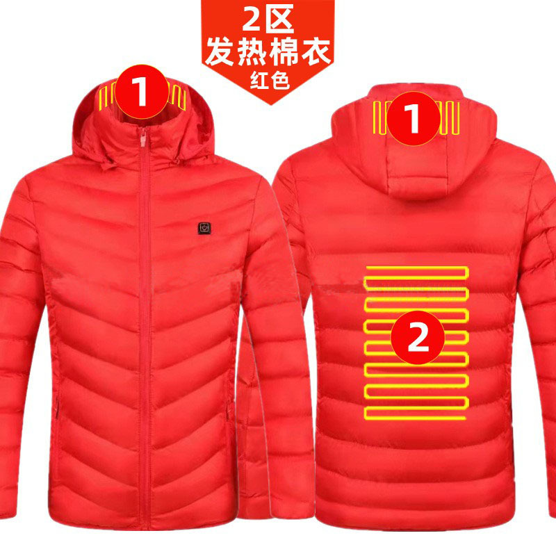 Hot Heating Cotton-Padded Clothes Men's Intelligent Electric Heating Heating Heating Clothes Hooded down Cotton Heating Cotton-Padded Clothes Cross-Border