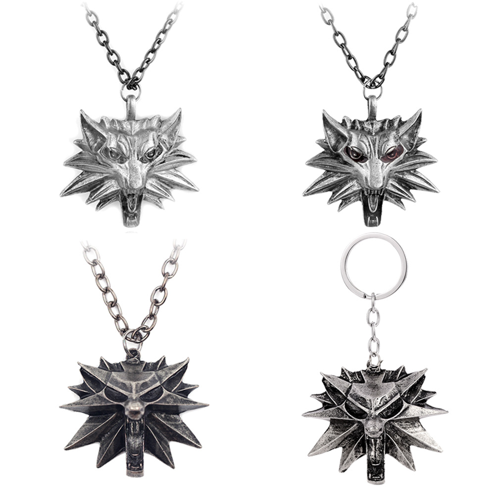 欧美游戏周边 巫师3 witcher3 猎魔人狼头项链 男士项链吊坠现货