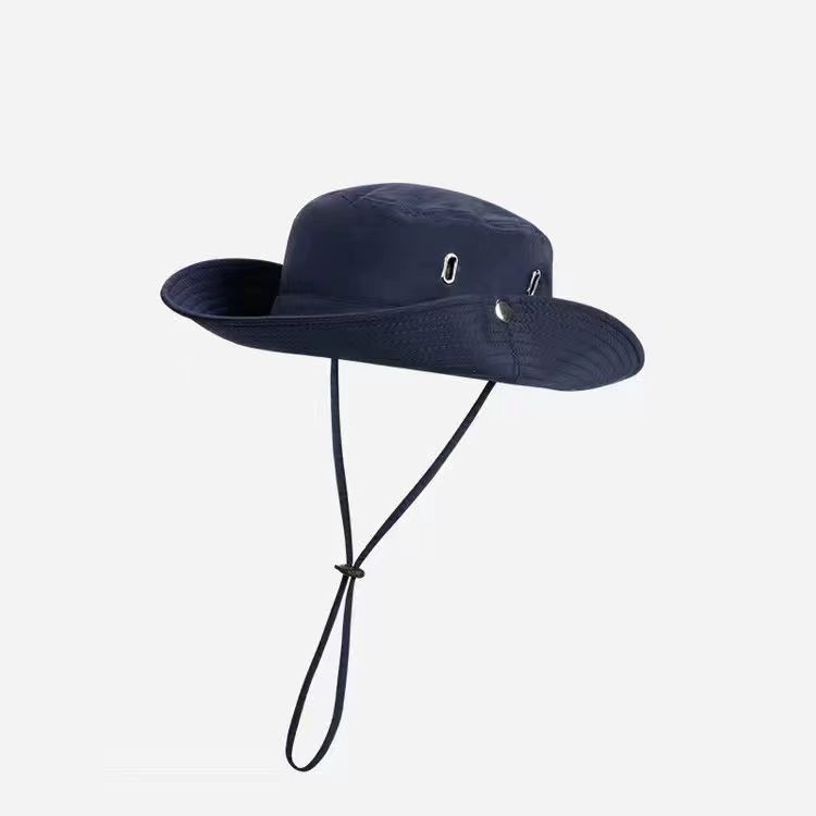 Western Cowboy Hat Women's Drawstring Bucket Hat Men's Summer Vacation Big Brim Sun-Proof Sun Hat Outdoor Fishing Alpine Cap