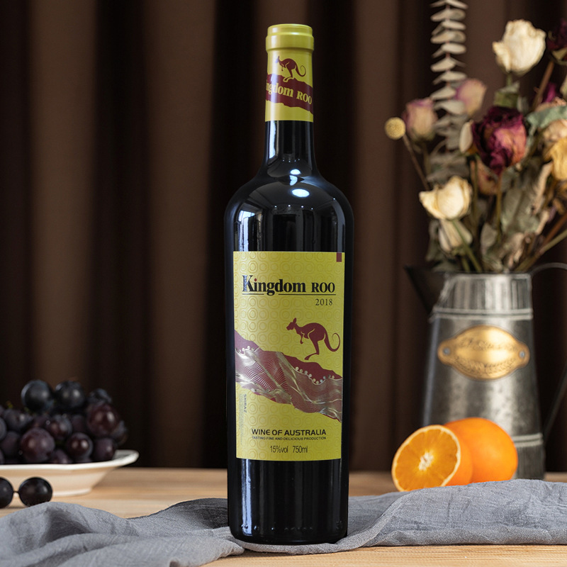 澳洲袋鼠红酒 进口西拉干红葡萄酒 15度750ml 新品 黄标袋鼠 金色