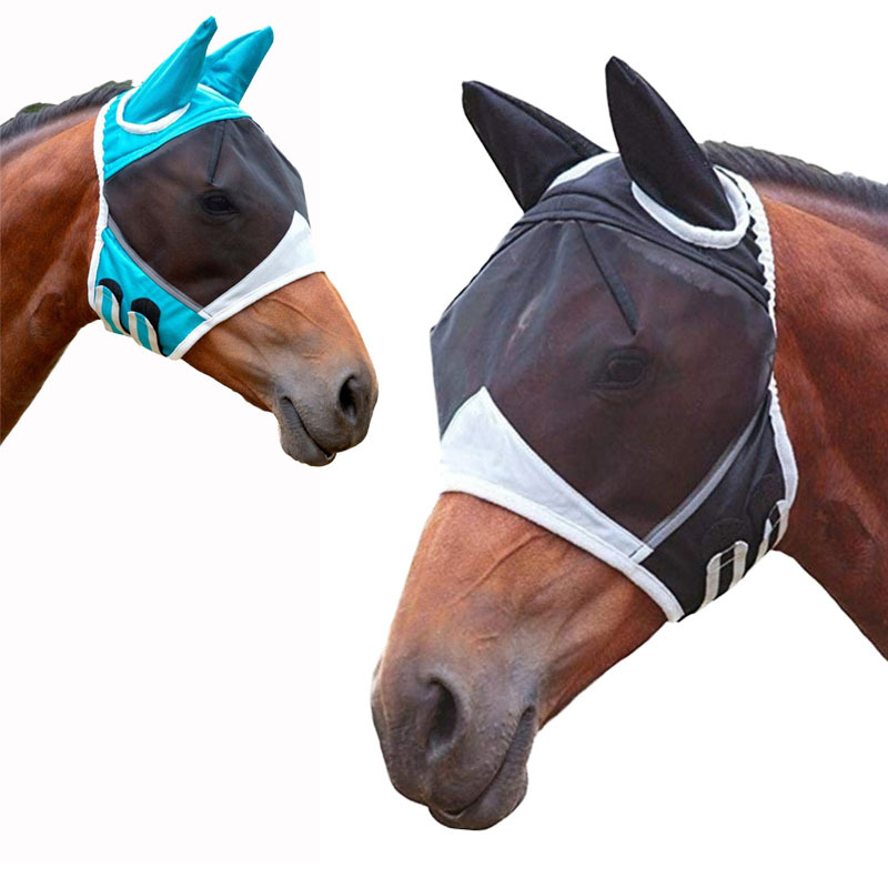 Amazon Hot Selling Product Hatchet Face Anti-Mosquito Net Breathable Horse Mask Anti-Mosquito Anti-Insect Horse Hood Elastic Horse Mask