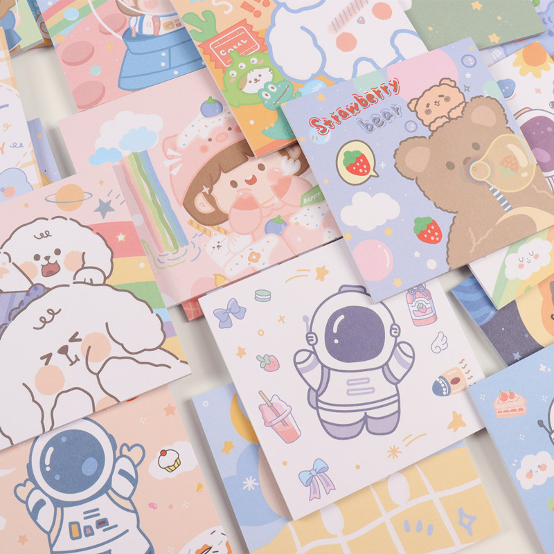 可爱卡通小熊便利贴学生ins少女心n次贴留言便签本外卖可撕便签纸