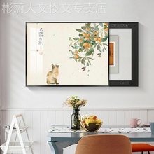 网红新中式电表箱装饰画配电箱挂遮挡约电闸盒免打孔新款简画现代