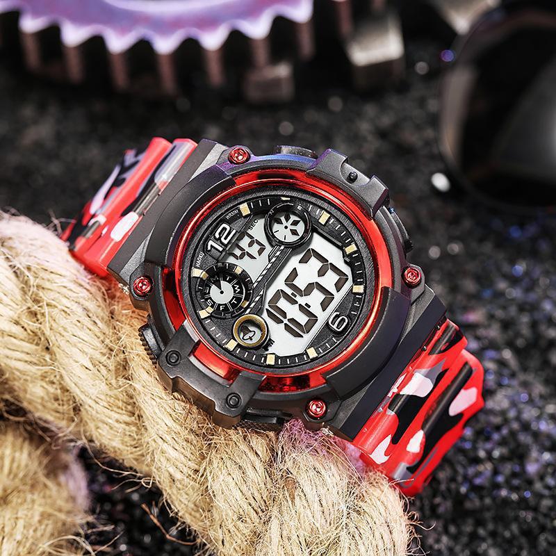 Foreign Trade Multi-Functional Sports Electronic Watch Trendy Teen Student Outdoor Drop-Resistant Waterproof Camouflage Mechanical Watch