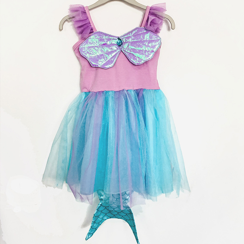 爆款女童美人鱼蓬蓬裙美人鱼公主鱼尾连衣裙批发超仙连衣裙-阿里巴巴