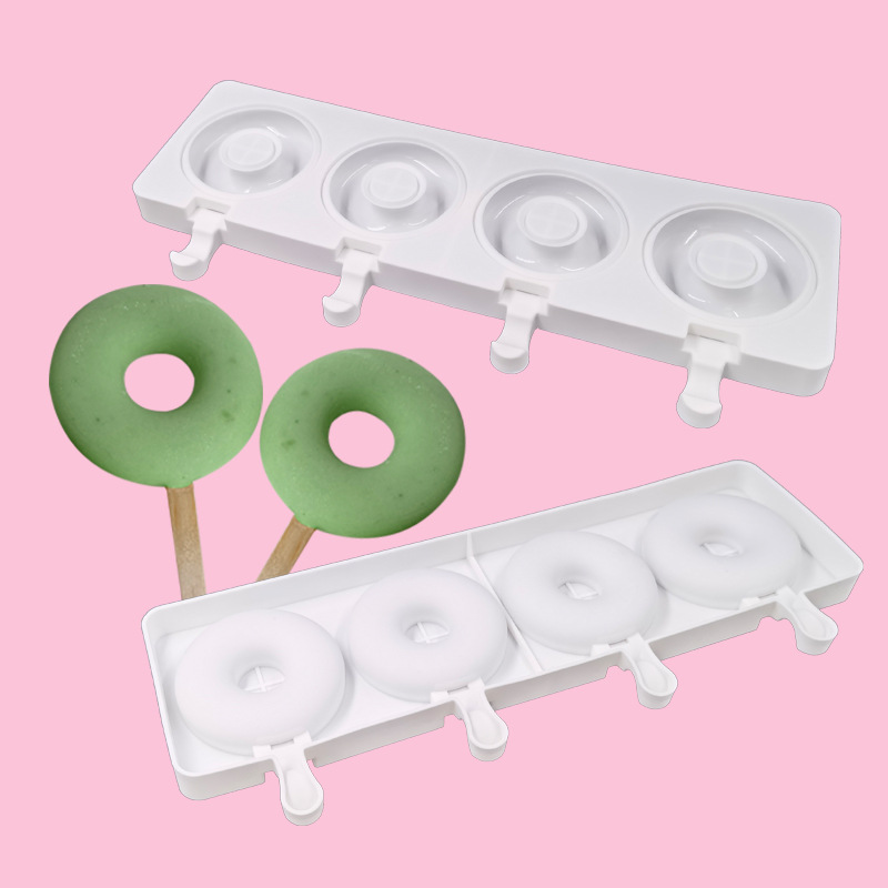 Cross-Border Special French 4-Piece Doughnut Ice Cream Cake Mold Diy French Pastry Baking Popsicle Ice Cube Mold