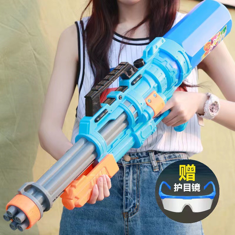 夏日玩具加特林水枪批发男孩女孩3-6岁沙滩玩具打水战抽拉式喷水