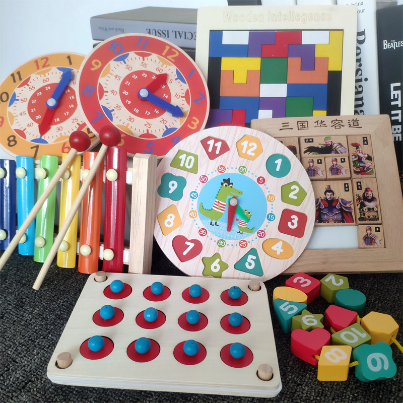 磁性数字三国华容道3-6岁儿童智力开发时钟积木玩具地摊货源批发