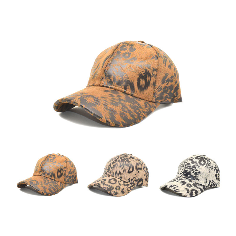 Amazon Women's New Suede Leopard Baseball Cap European and American Outdoor Street Men's Sports Fashion Curved Brim Peaked Cap