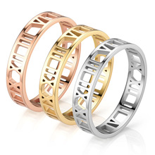 罗马字钛钢戒指 现货小众轻奢设计感情侣对戒 不掉色女素圈手指环