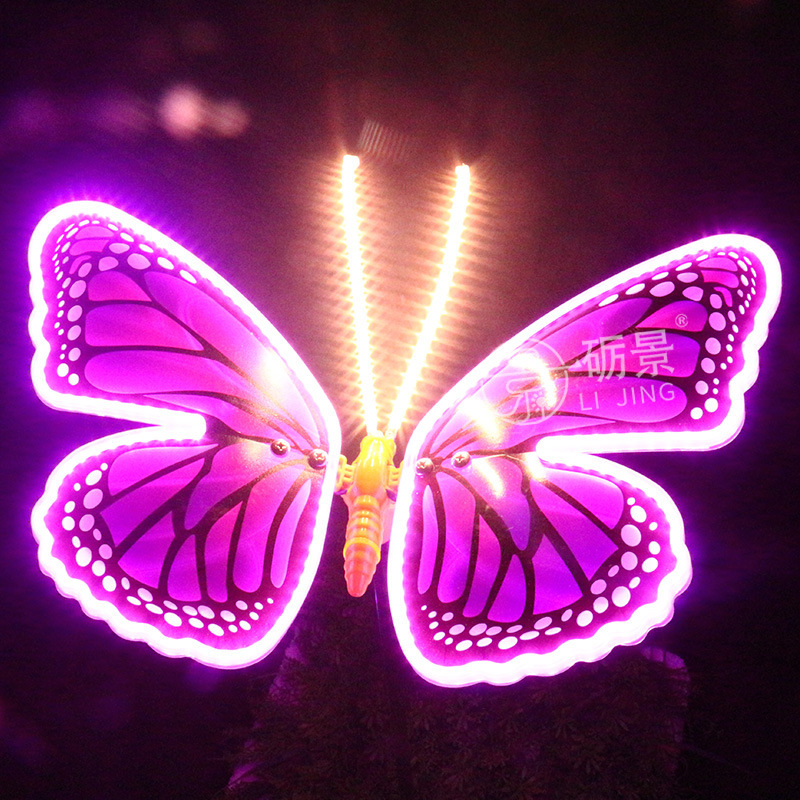 led仿真动态蝴蝶灯户外发光花园地插灯市政亮化景观灯光节造型灯