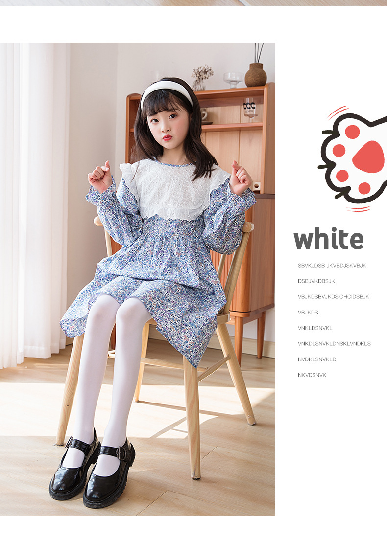 儿童猫爪袜舞蹈袜女童春季薄款白色连裤袜中国舞练功考级跳舞袜夏