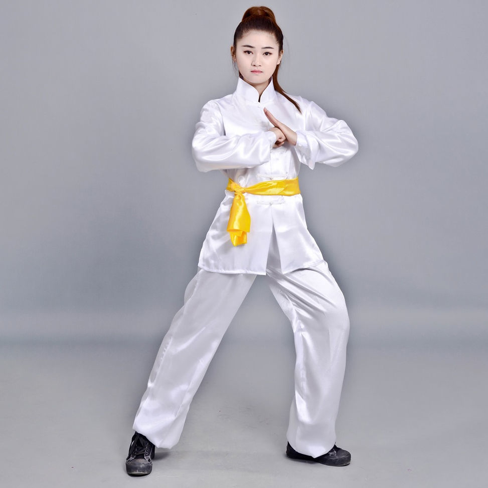 白色太极服武术服练功服表演服晨练太极拳服中学生运动会开幕服装