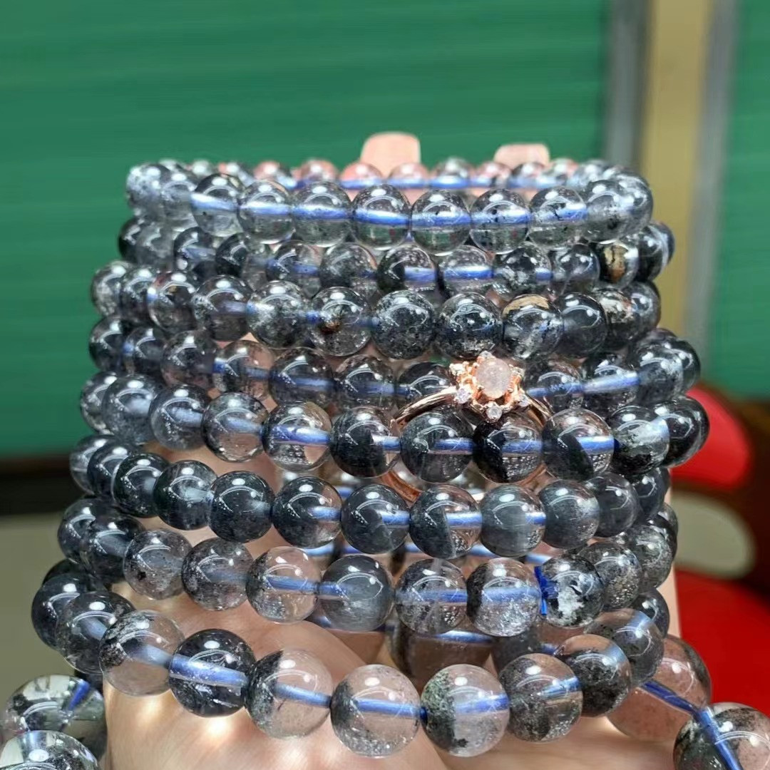 天然蓝幽灵单圈手串,晶体通透,盆景漂亮直播货源