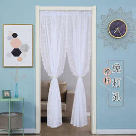 蕾丝窗帘免打孔家用夏季帘隔断帘2021年新款纱帘防蚊蝇卧室飘窗