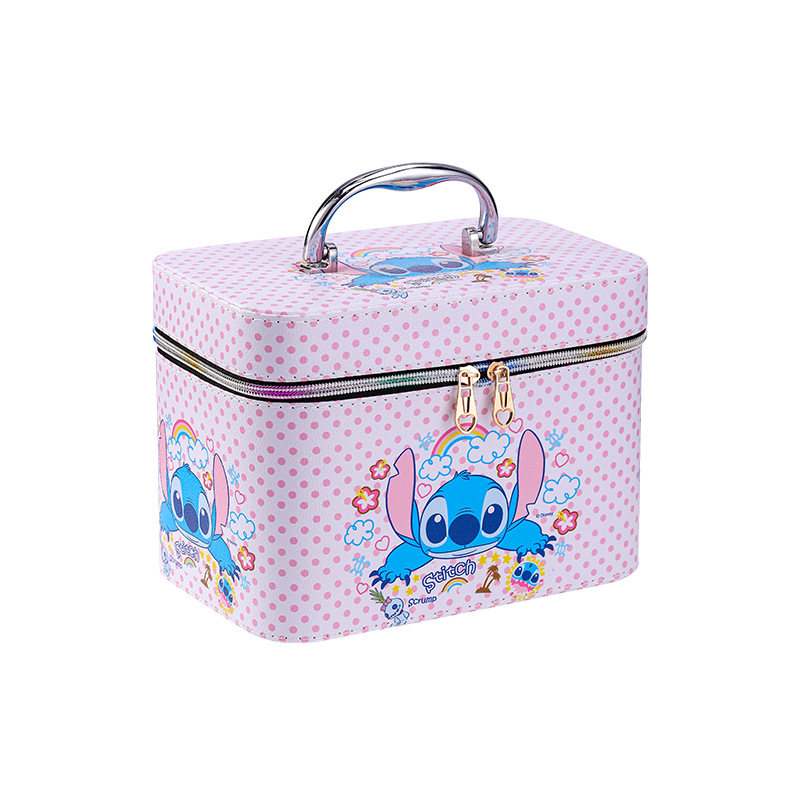 New Large Capacity Stitch Cosmetic Case High-Looking Portable Cute Multi-Functional Cosmetic Bag with Mirror Portable