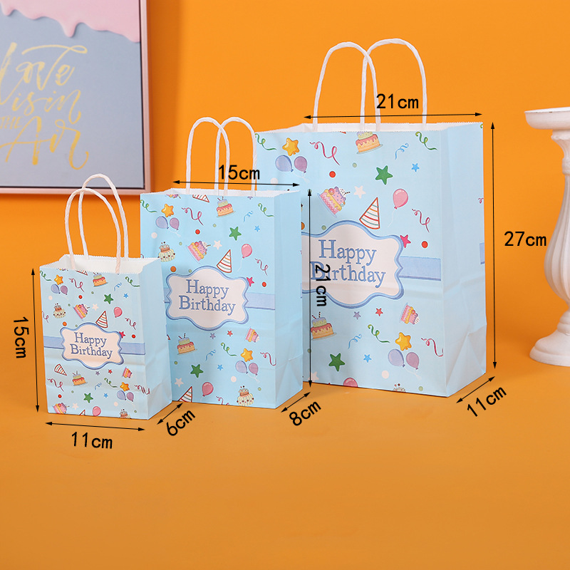 Children's Birthday Exquisite Gift Bag Cartoon Kraft Paper Handbag Wholesale Snack Candy Packaging Bag Gift Bag