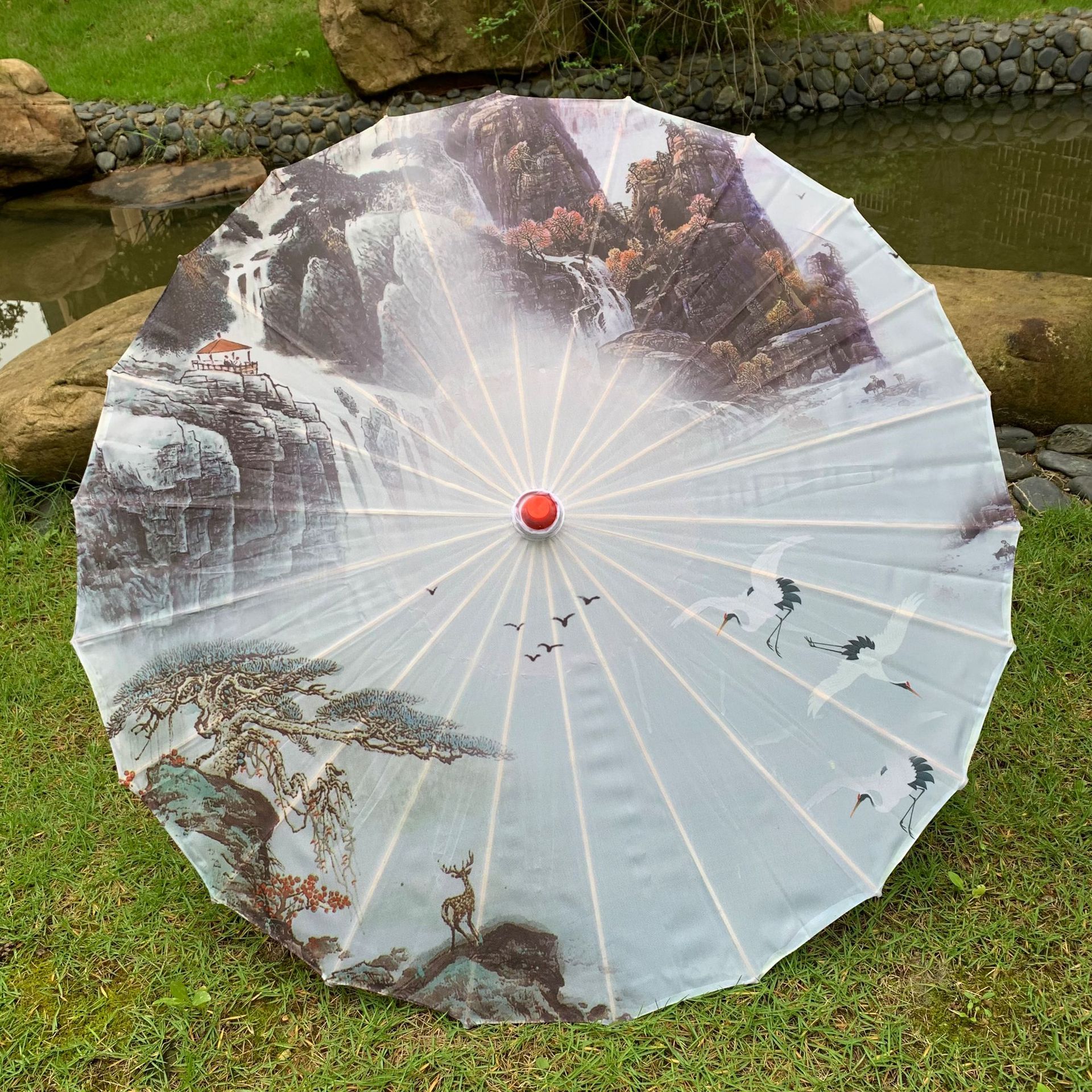 印花布伞油纸伞工艺伞绸布伞舞蹈伞跳舞伞旗袍秀拍照道具装饰吊顶