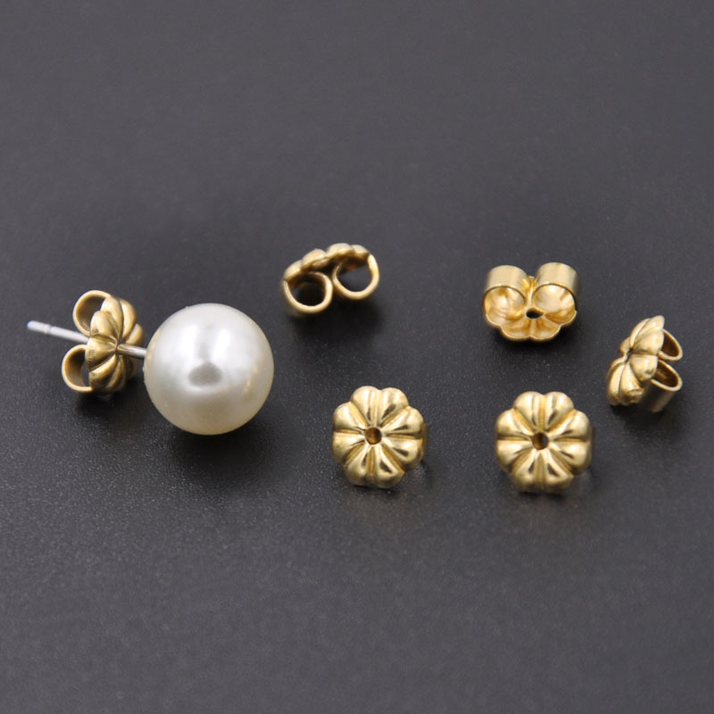 黄铜蝴蝶扣耳钉耳堵铜压花耳环后塞金属耳迫饰品diy配件耳背扣帽