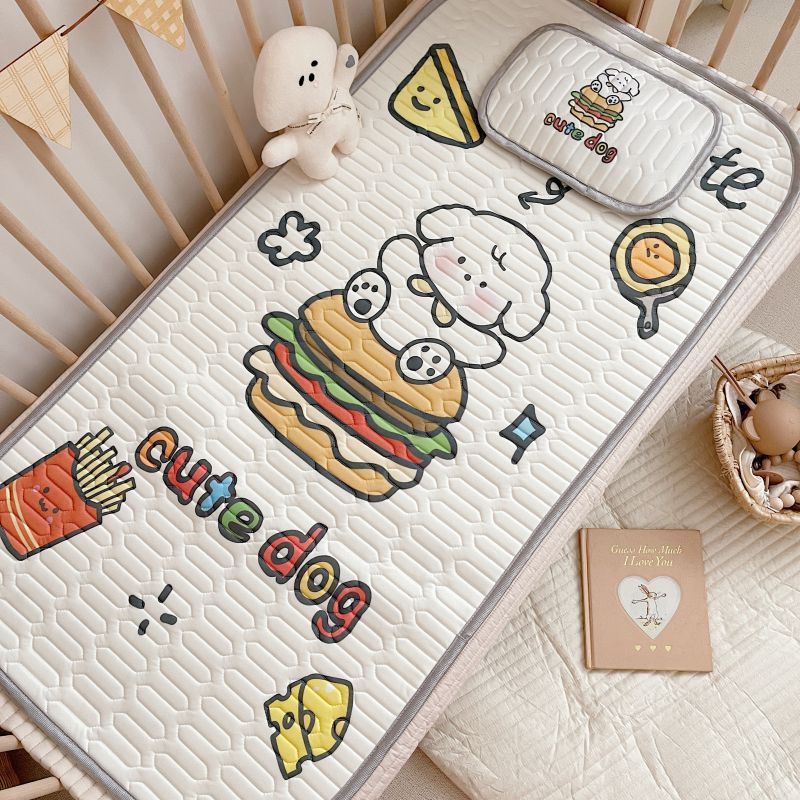 2024 Latex Children's Summer Mat Kindergarten Lunch Break Fabric Cooling Mattress Breathable Foldable Washed Baby Mat Wholesale