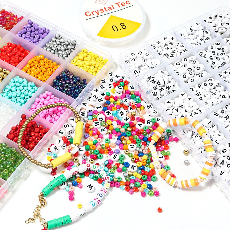 4mm Bead Scattered Beads Beads Suit Handmade DIY Bracelet Beads of Necklace Material Package Acrylic Letter Bead