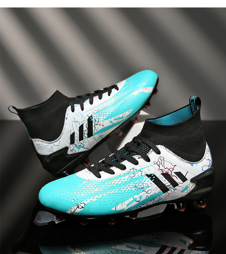 新款高帮足球鞋男童女童中小学生比赛训练鞋ag长钉ft碎钉人造草地