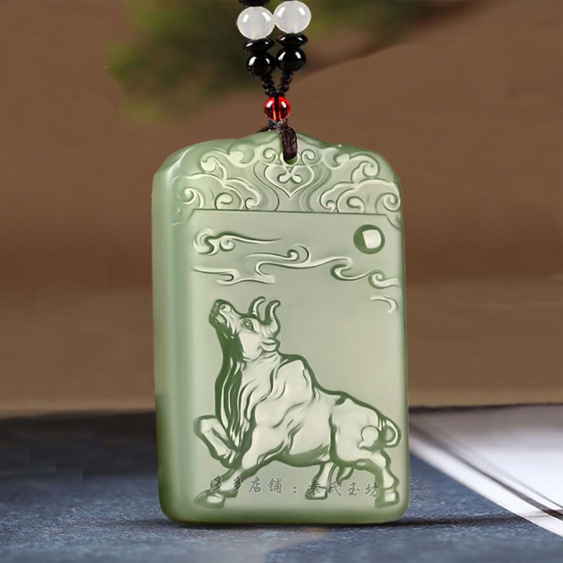 和田玉十二生肖玉吊坠男女款牛气冲天玉坠玉石属相牛玉佩仿真玉