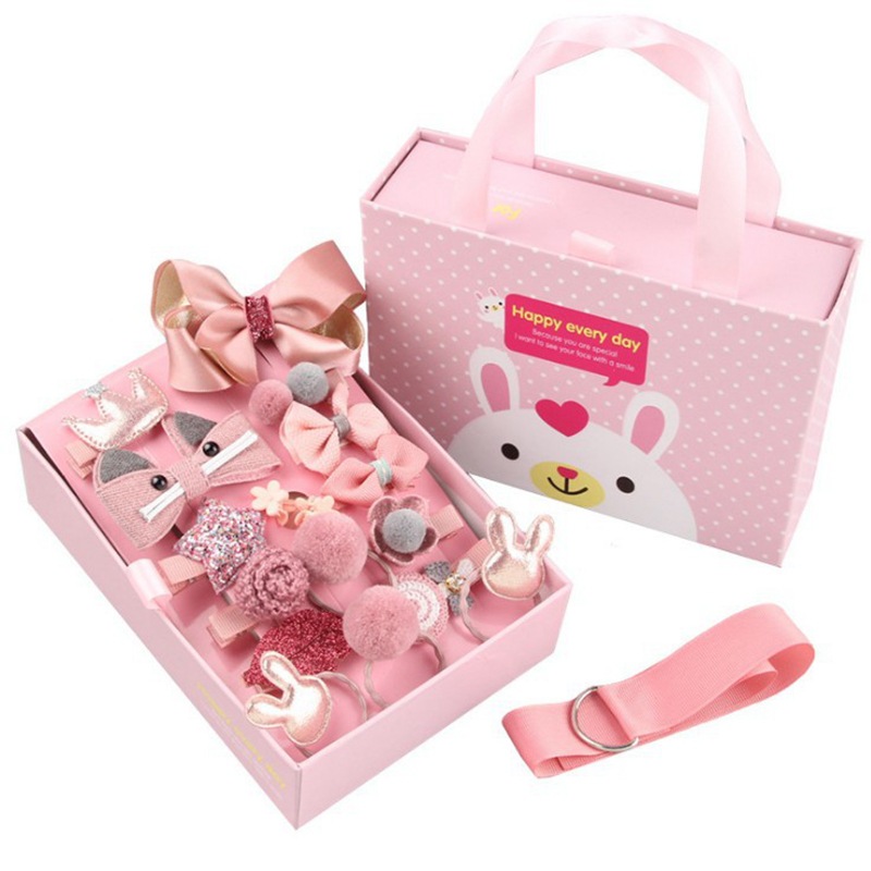 Children's Hair Accessories Set Girls Headdress Baby Korean Princess Little Girl's Hair Pin 18-Piece Set Baby Hair Clips Gift Box