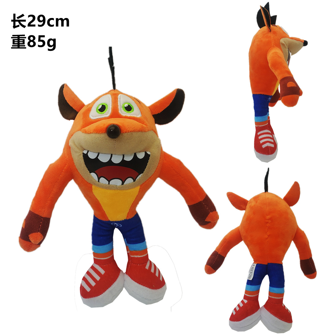 跨境新款 crash bandicoot疯狂三部曲系列古惑狼毛绒玩具玩偶公仔