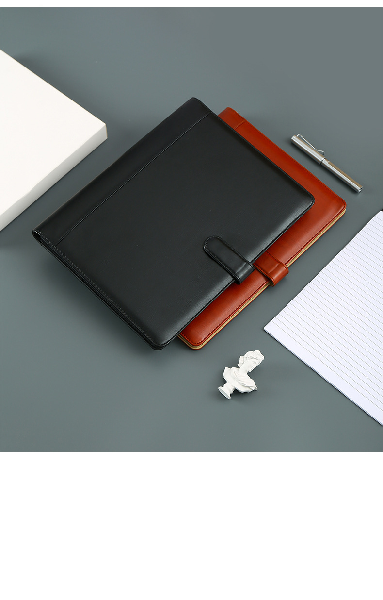 a4皮质活页文件夹办公会议夹带扣写字垫板签字板经理夹板印刷logo