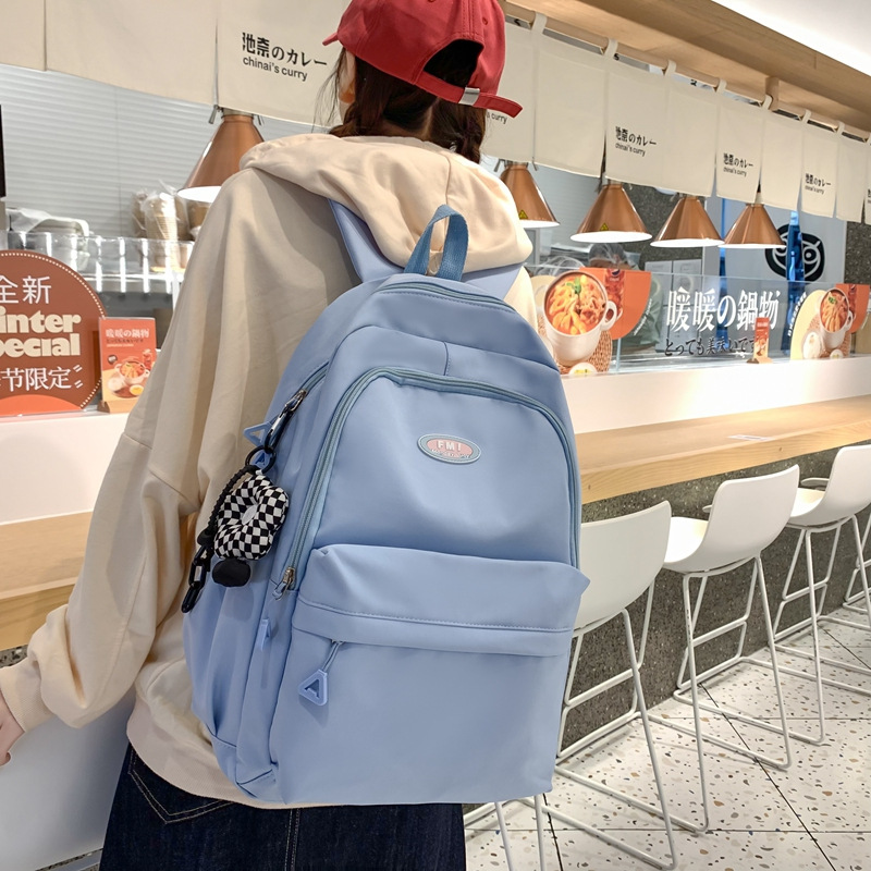 Harajuku Style Simple Solid Color Student Schoolbag 2023 New Large Capacity Ins Style Junior and Middle School Students Canvas Backpack