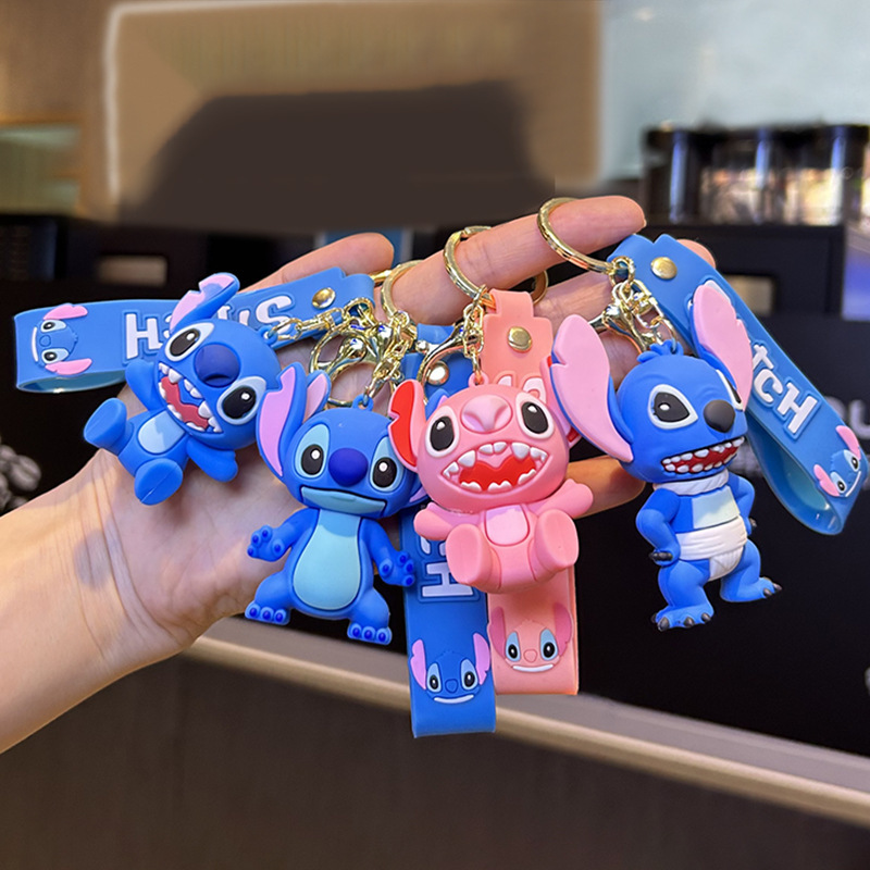 2023 New Soft Rubber Creative Cartoon Stitch Keychain Pendant Car Key Ring Exquisite Couple Pendant