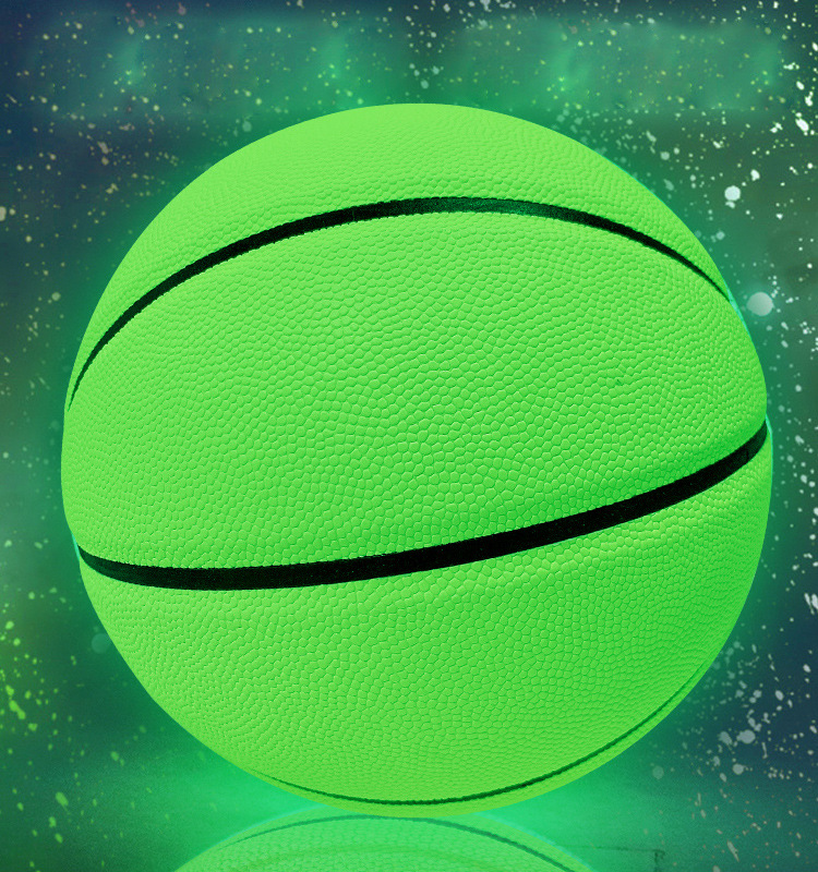 笑脸荧光夜光发光篮球 7号成人篮球 pu吸湿耐磨标准定制批发代发