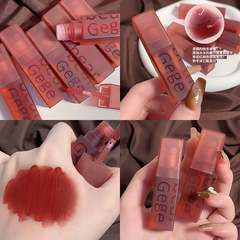 Gogo Bear Velvet Lip Lacquer Lip Mud Velvet Soft Mist Matte Not Easy to Fade Lipstick Autumn and Winter Beauty Cosmetics