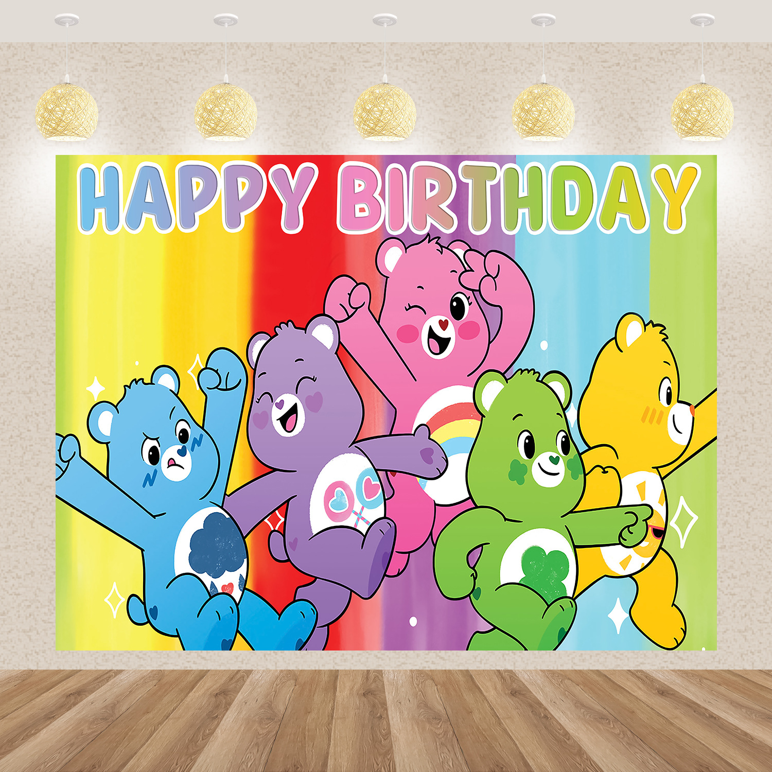 跨境亚马逊新款卡通爱心熊主题拍照摄影道具背景布来图制装饰专供