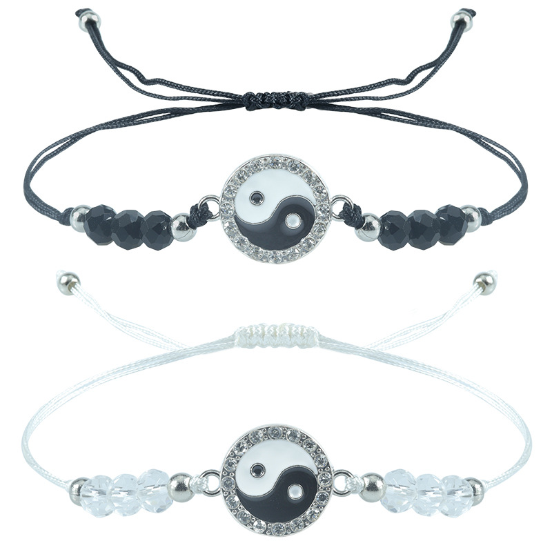 Cross-Border Hot Yin Yang Tai Chi Gossip Couple Bracelet Temu Supply Spot Crystal Bracelet