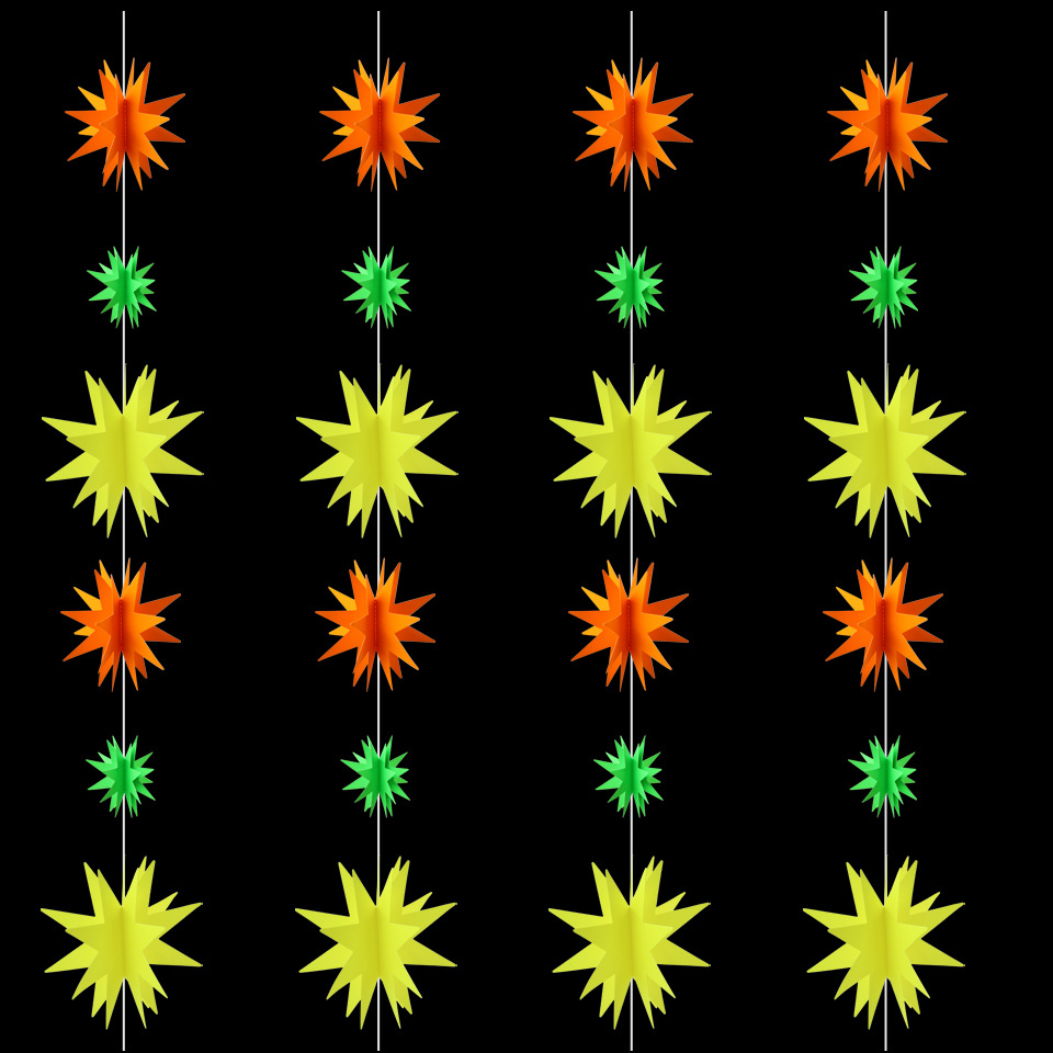 2米八角星荧光纸串夜间派对聚会夜间发光纸拉花星星纸质吊饰装饰