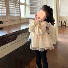 女童娃娃衫2023春秋新款儿童韩版洋气宝宝甜美圆领长袖上衣