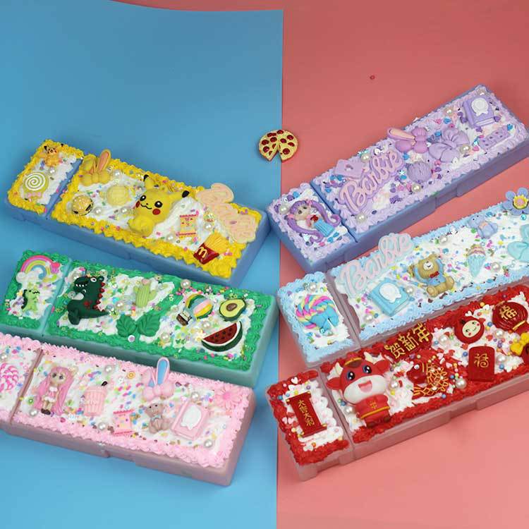 奶油胶文具盒铅笔盒手工diy材料包创意手工卡通少女心自制文具盒