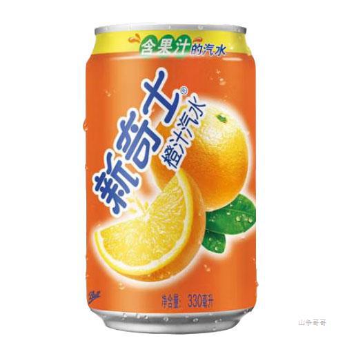 屈臣氏新奇士爽酷咸柠檬果冻汽水300ml*24罐整箱装 橙汁碳酸饮料